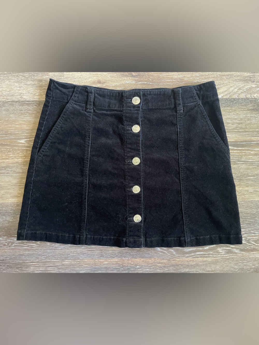 Forever 21 Black Button-Front Corduroy Mini Skirt